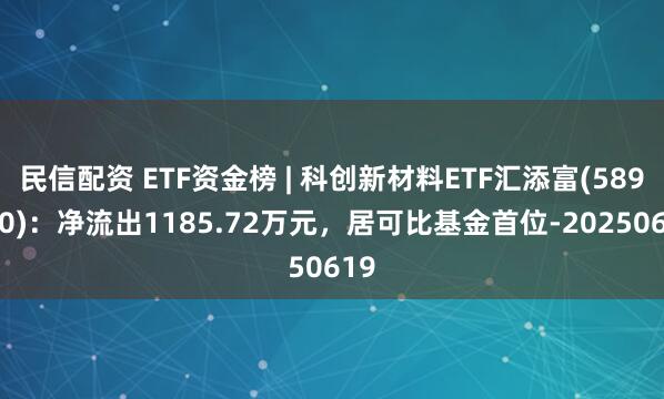 民信配资 ETF资金榜 | 科创新材料ETF汇添富(589180)：净流出1185.72万元，居可比基金首位-20250619
