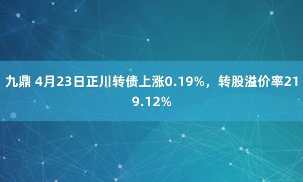 九鼎 4月23日正川转债上涨0.19%，转股溢价率219.12%